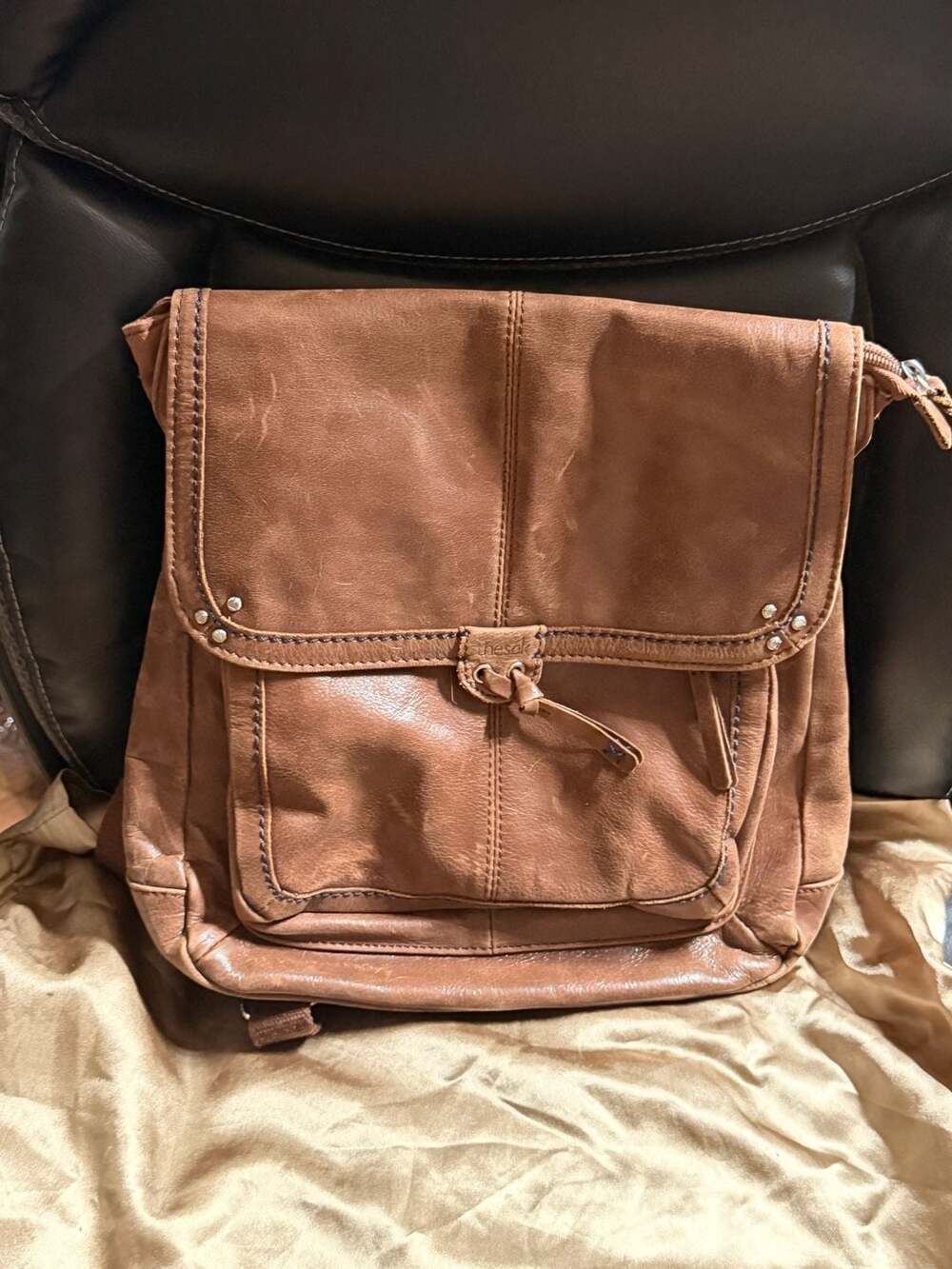The Sak Brown Leather Convertible Backpack Crossbody Bag